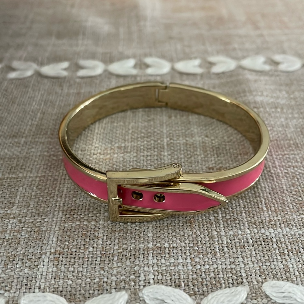 Vintage Preppy Pink Enamel Buckle Bracelet